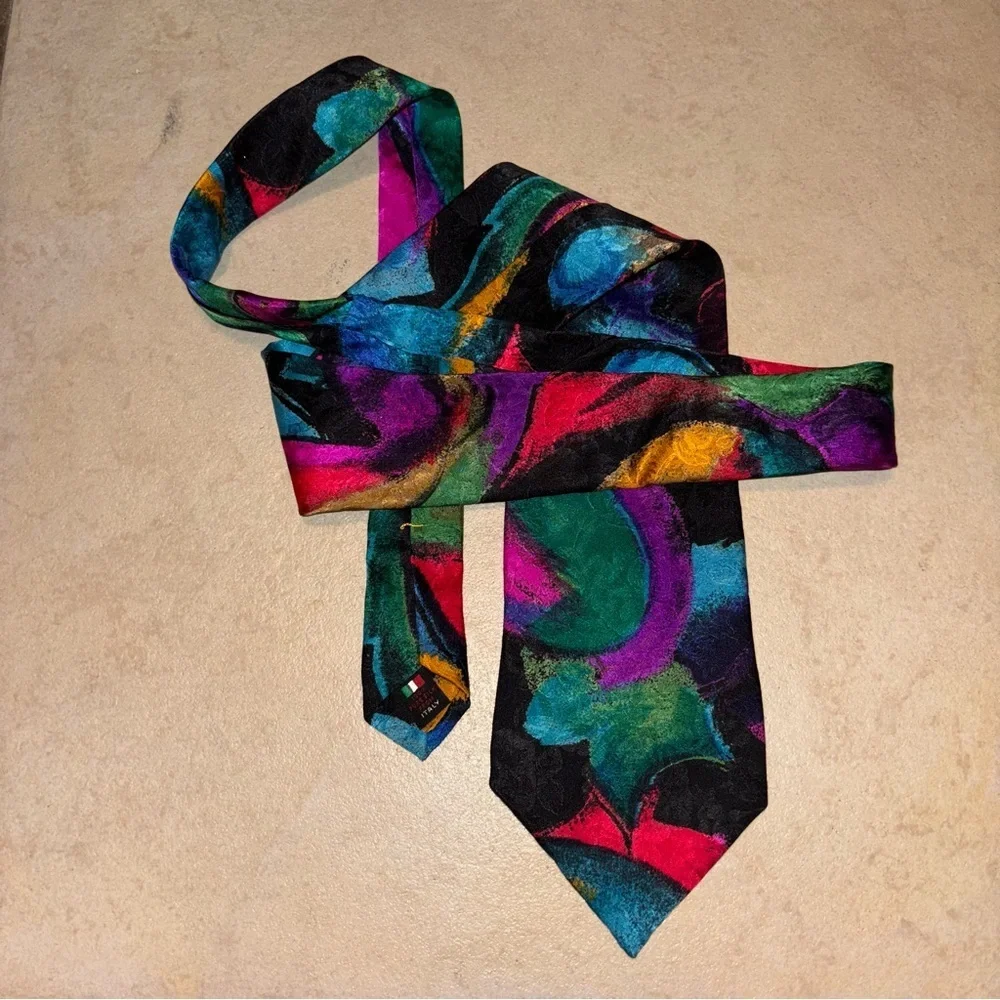 Serica Elite Vintage Abstract Multicolor Silk Necktie